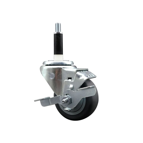 3'' SS Thermoplastic Rubber Swivel 7/8'' Expanding Stem Caster with Brake